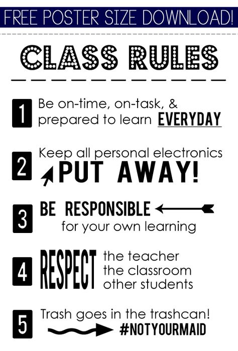 Class Rules Poster, Class Rules, Behaviour Management, Teaching Students, High School Classroom, Middle School Classroom, Teaching High School, Classroom Rules, E Mc2