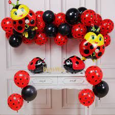 Ladybug Balloons, Ladybug Baby Shower Decorations, Ladybug Birthday Decorations, Ladybug Party Decorations, Miraculous Ladybug Party, Red Party Decorations, Black Party Decorations, Ladybug Baby Shower, Ladybug Und Cat Noir