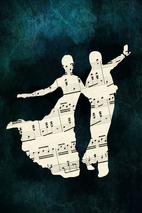 Ballroom Artwork, Music Images Art, Gift Ideas For Dancers, Ballroom Art, Dancers Silhouette, Silhouette Of Couple, Sheet Music Artwork, Sheet Music Wall Art, Dancing Vintage