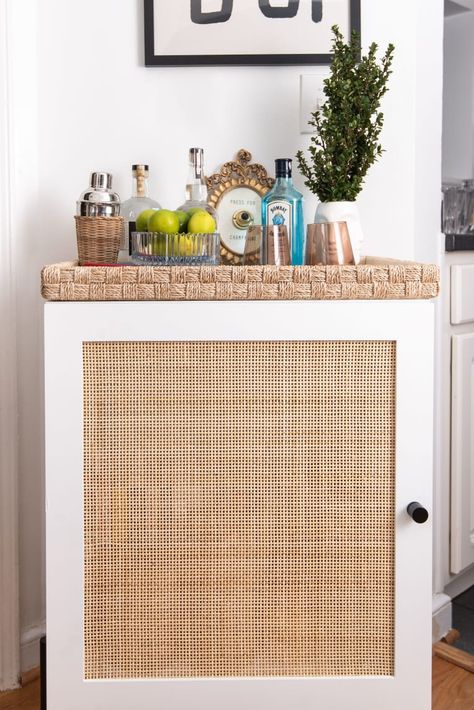 5 Cool DIY Liquor Cabinet Ideas | Kitchn Diy Liquor Cabinet, Small Liquor Cabinet, Ikea Hack Besta, Ikea Headboard, Ikea Bestå Hack, Besta Hack, Office Nook, Ikea Besta, Dining Nook