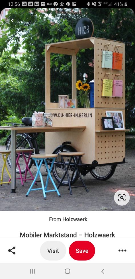 Mobile Kiosk, Food Stall Design, Bike Food, Mobile Cafe, Mobile Coffee Shop, Small Coffee Shop, Coffee Bike, Food Cart Design, Craft Booth Displays