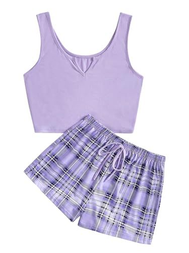 Shorts Casual, Pajama Set Women, Plaid Shorts, Lounge Sets, Sleeveless Tank Top, Sleeveless Tank, Pajamas Women, Fashion Online Shop, All Fashion