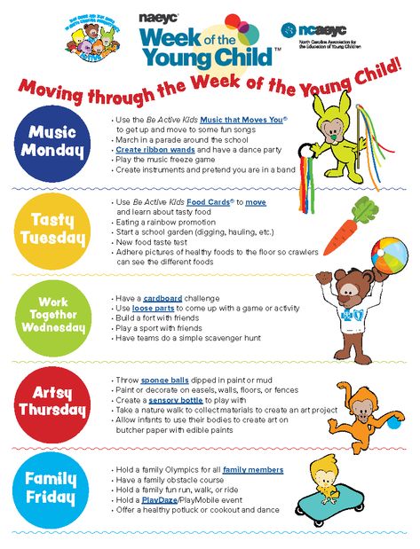 Handouts | BeActiveKids Family Friday Week Of The Young Child, Week Of The Young Child, Child Activities, Teaching Crafts, Care Homes, Blue Shield, Childrens Playroom, Preschool Songs