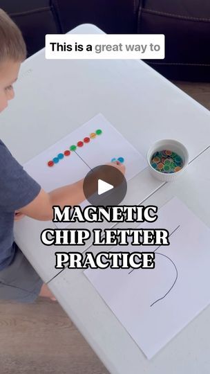 38 reactions | Looking for new ways to practice letter recognition and fine motor skills? This activity is so simple to set up!  All you need is: - paper - pen - magnetic chips and wand  This activity is a great way for your child to start familiarizing themselves with letter shapes. Not only are they placing the chips along the line but they are also retracing the letter with the magnetic wand to pick up the chips! It’s a two for one activity! 👏🏼   #letterrecogntion #finemotorskills #preschoolactivities #magneticchips #simpleactivities #letteractivities #toddlerlearning #preschoolathome #letterformation #letterformationactivities | Carly Lewis | Scott Dugdale · Workday Magnet Activities For Kindergarten, Magnet Activities For Preschool, Magnetic Chips Activities, Magnet Wand Activities, Magnetic Wand Activities, Pre K Magnet Activities, Magnetic Letters Activities, Magnetic Abc Activities, Letter Formation Activities