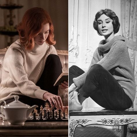 The Queen's Gambit: Beth Harmon Was Inspired by Audrey Hepburn, and the Style References Are Gold Audrey Hepburn Winter Outfit, Queen Gambit Fashion, The Queen’s Gambit Outfits, Queen’s Gambit Outfit, Queen's Gambit Fashion, The Queens Gambit Fashion, The Queens Gambit Outfits, Queens Gambit Fashion, Queens Gambit Outfits