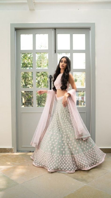 Modern Lehangas, Varun Chakkilam, Desi Vibes, Anand Karaj, Female Accessories, Indian Outfits Lehenga, Wedding Lehenga Designs, Dresses Traditional, Satin Fashion