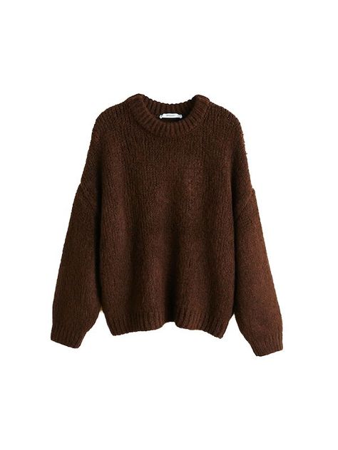 Mango Chunky Knit Sweater Brown Sweater Png, Cozy Brown Sweater, Brown Jumper Outfit, Jumper Outfit Women, Brown Oversized Sweater, Png Sweater, Dark Brown Sweater, Brown Knitted Sweater, Sweater Png