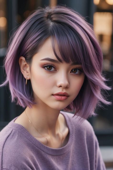 Mixed Hair Color Ideas, Short Haircut With Bangs For Round Faces, Short Hair Colour Ideas, Short Hair Colour, Short Haircuts For Round Faces, Textured Bob Hairstyles, Shoulder Length Curls, Coquette Outfits, Extension Hair