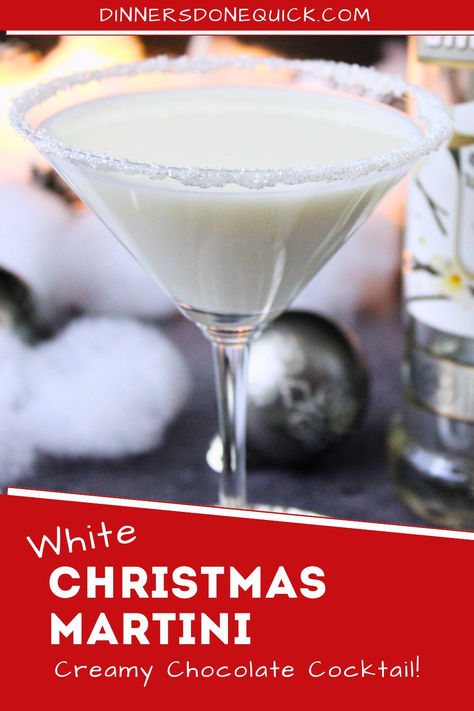 Sip the holiday spirit with this decadent White Christmas Martini! A perfect mix of vanilla vodka and white chocolate liqueur, this creamy cocktail is smooth and festive. With a sugared rim and served in an elegant martini glass, it's the ideal drink for Christmas parties, holiday gatherings, or cozy winter nights. Bring the magic of Christmas to your glass with this easy-to-make cocktail recipe. Pin for the full recipe! #WhiteChristmasMartini #HolidayCocktails #FestiveDrinks #VodkaCocktails White Martini Cocktail, White Christmas Cocktails Easy, Vanilla Martini Recipe, Godiva White Chocolate Liquor Recipes, Christmas Cocktails Martini, Vanilla Vodka Martini Recipes, Vanilla Vodka Martini, White Chocolate Cocktails, White Chocolate Peppermint Martini