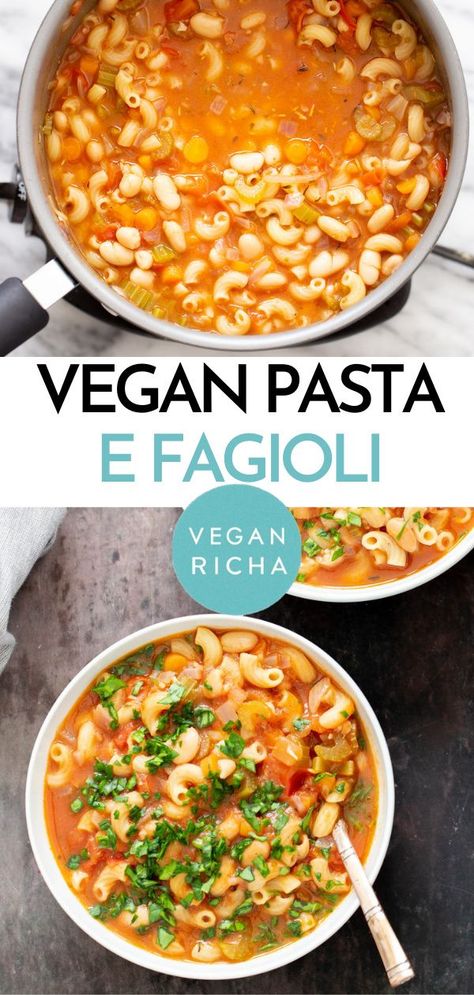 White Bean Pasta Soup, Bean And Pasta Soup, Pasta Soup Recipes, Pasta Fagioli Soup, Vegan Italian Recipes, Bean Dishes, Pasta E Fagioli Soup, Vegan Richa, Italian Comfort Food