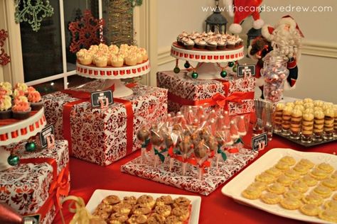 christmas banquet ideas for church | Christmas/Holiday / Dessert Table: 7 different mini desserts available Red And Green Christmas Party, Green Christmas Party, Christmas Buffet Table, Party Buffet Table, Holiday Desserts Christmas, Christmas Dessert Table, Christmas Buffet, Holiday Desserts Table, Red And Green Christmas