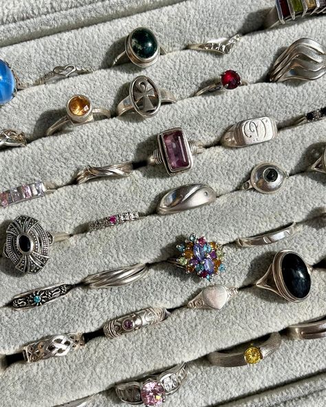 Discover the latest drop of vintage treasures at Sorrell Jewels! 🤩 I’ve just added over 90 stunning vintage sterling silver rings to the website, and each piece is one-of-a-kind. From bold and funky abstract designs to delicate, timeless bands, there’s something to suit every style and size, ranging from C to Z. Whether you’re hunting for a statement piece or an everyday classic, this collection has a little bit of everything ✨ ⠀⠀⠀⠀⠀⠀⠀⠀⠀ Head to the link in my bio to shop the new arrivals, an... Funky Rings, Vintage Sterling Silver Rings, Abstract Designs, Funky Jewelry, Girly Jewelry, Jewelry Inspo, Coraline, Pretty Jewellery, Vintage Sterling Silver