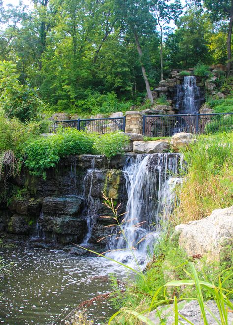 Waterfall Park | Visit KC Large Waterfall, Waterfall Park, Independence Mo, Walking Trail, Largest Waterfall, J K Rowling, Playground Equipment, Walking Trails, Get Directions