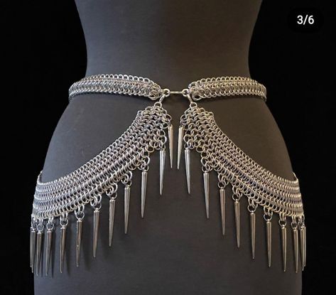 Ren Faire Chainmail, Chainmail Clothing Diy, Scalemail Jewelry, Chainmail Belt, Diy Chain Belt, Chainmail Clothing, Chainmaille Jewelry Patterns, Chainmail Patterns, Bridal Necklace Designs