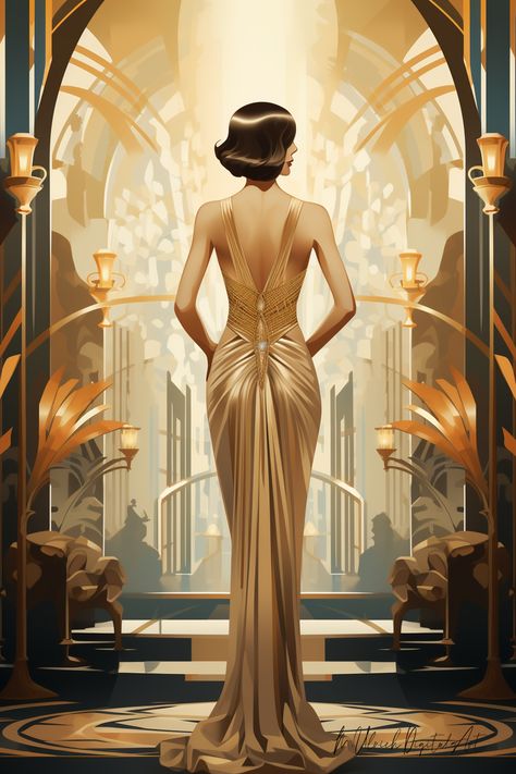 Step into the world of Art Deco and be transported back in time to an era of glamour and sophistication. With its sleek lines, bold geometric shapes, ... -  #Art #Deco #Dreamy #Vision Art Deco Ballroom, Art Deco Outfits, 1920s Art Deco Aesthetic, Art Deco Fashion 1920s, Art Deco Outfit, Copper Autumn, Art Deco Bride, Drowsy Chaperone, Art Deco Theater