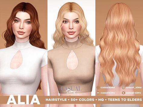 Hairstyle For Women, Mod Hair, The Sims 4 Skin, Wavy Hairstyle, Pelo Sims, Sims 4 Dresses, Sims Four, Sims Hair, Casual Hairstyles