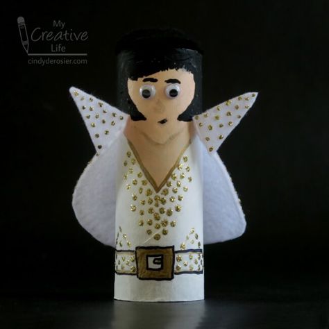 Cardboard Tube Elvis | Fun Family Crafts Cardboard Tube Crafts, Gold Sharpie, Recycled Crafts Kids, Edible Crafts, Make Music, Crafts For Seniors, Mini Craft, Diy Dollar Store Crafts, Family Crafts