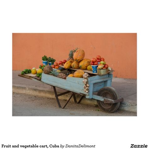 Vegetable Cart, Farmers Market Display, Fruit Box, Fruit Stands, Great Big Canvas, Stretched Canvas Prints, Trinidad, Fruits And Vegetables, Farmers Market