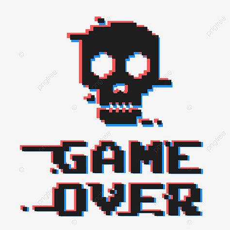 Game Over Pixel, Video Game Symbols, Technology Font, Skull Game, Vector Game, Flash Design, Chest Piece Tattoos, Game Logo Design, Gaming Logo