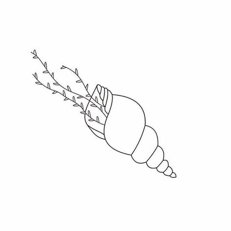 Seashell Line Drawing, Seashell Drawing Simple, Shell Tattoo With Flowers, Greece Tattoo Ideas, Line Art Beach, Greece Tattoo, Seashell Drawing, Shell Drawing, Seashell Tattoos