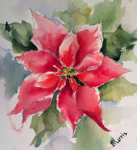 Akvarel Illustration, Painted Christmas Cards, Christmas Card Art, Diy Watercolor Painting, Property Rights, Watercolor Christmas Cards, Watercolor Flower Art, Watercolor Art Lessons, Watercolor Paintings Tutorials