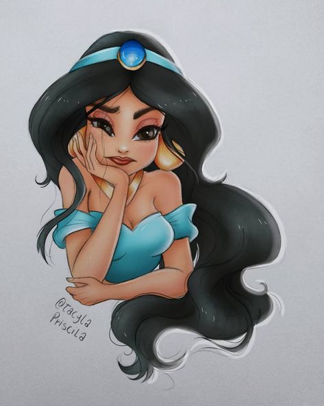 Jasmine Princess Drawing, Princess Jasmine Sketch, Disney Characters Jasmine, Jasmine Art Disney, Disney Princess Jasmine Fanart, Jasmine Drawing, Princess Jasmine Art, Aladdin Art, Princesas Disney Anime