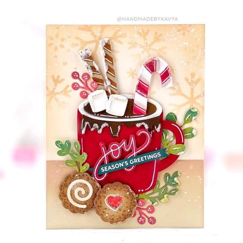 Winter Mugs, Hot Cocoa Coffee, Winter Mug, Winter Foliage, Winter Drink, Scrapbooking Paper Crafts, Coffee Cards, Pretty Pink Posh, Pine Wreath