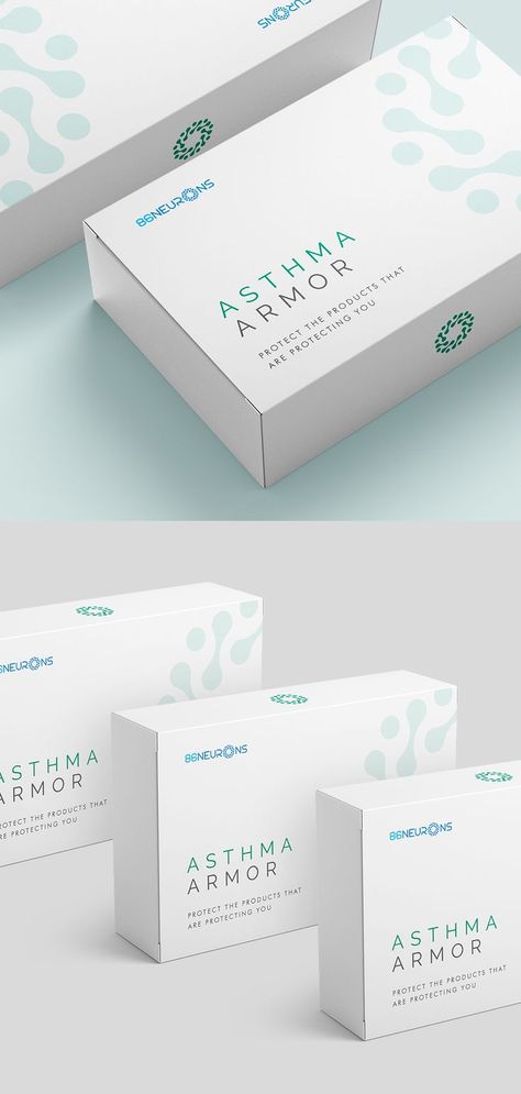 Simple graphics, clinical white tones, and other creative design elements helped to create a unique chemical injection packaging design for 86neurons’ products. The balance of the colors aptly created a product image both medically based and visually appealing that overall attracts clients to 86neurons’ products. #medicalpackagingdesign #medicallabeldesign #pharmaceuticalpackagingdesign #minimalistpackagingdesign #whitepackagingdesign #cleanpackagingdesign #simplepackagingdesign #packagingdesign Medicine Box Packaging, Medicine Box Design, Medical Packaging, Supplements Packaging, Medicine Packaging, Packaging Template Design, Drinks Packaging Design, Email Template Design, Modern Packaging