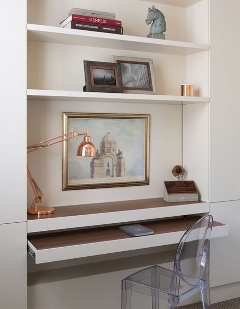 Alcove Desk, Alcove Storage, Hidden Desk, Hidden Spaces, Dressing Table Design, Office Nook, Chimney Breast, Desk In Living Room, Built In Desk