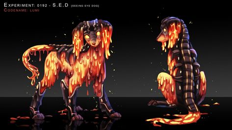 Lava dog - Creature design, Chloe Forrest on ArtStation at https://www.artstation.com/artwork/9emRPW Alex Forrest, Dog Creature, Lava Monster, Fantasy Pets, Fire Dog, Fantasy Life, Group Project, Fantasy Homes, Image Painting