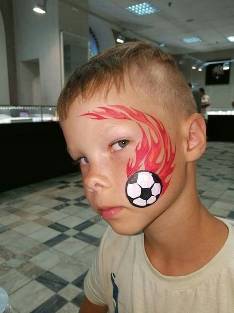 Soccer Face Painting Ideas, Face Paint Inspiration, Facepainting Ideas Simple, Basic Face Painting Designs, Basic Face Painting For Kids, Face Painting For Boys Easy, Bingo Face Paint, Summer Face Painting Ideas For Kids, Boy Face Painting Ideas