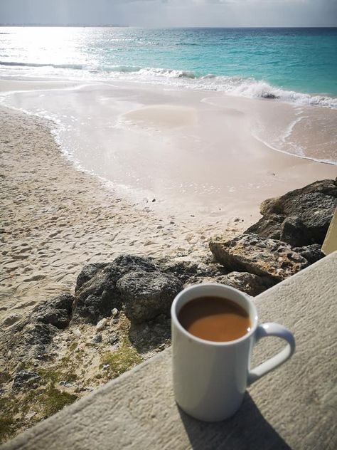 Morning coffee at Dover Beach #barbados #doverbeach #coffee Coffee By The Beach, Dover Beach, Breakfast On The Beach, Magical Life, Coffee Pictures, St Lawrence, Coffee Photography, Aesthetic Coffee, Good Morning Coffee