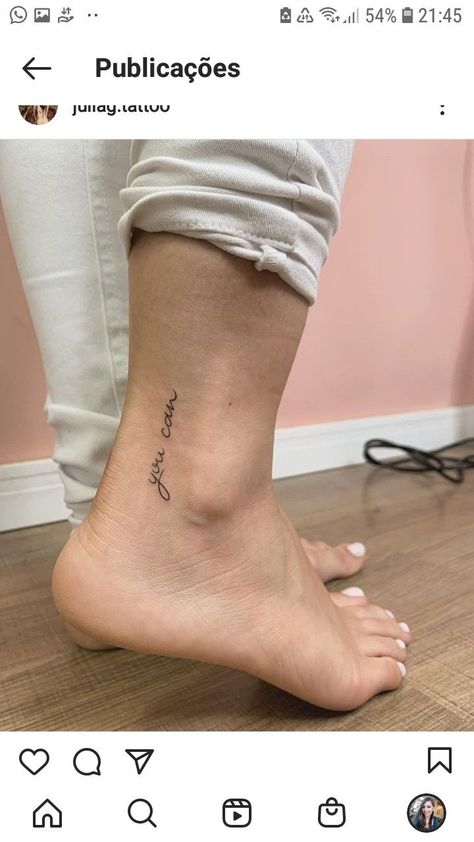 Name Tattoo On Ankle, Script Ankle Tattoo, Ankle Tattoo Writing, Ankle Text Tattoo, Ankle Word Tattoos For Women, Tatttooo Ideas Minimal, Word Ankle Tattoo, Be Where Your Feet Are Tattoo, Tiny Ankle Tattoos For Women