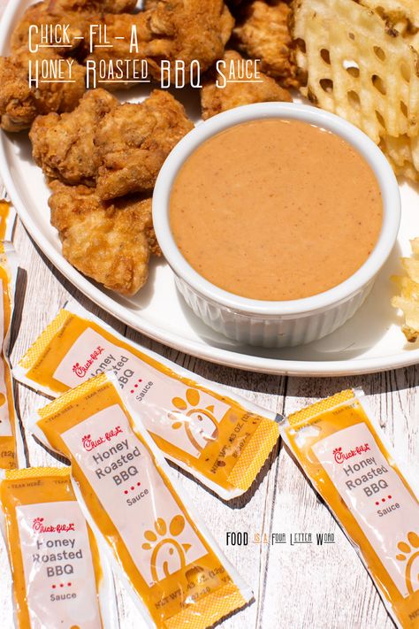 Copycat Chick-fil-A Honey Roasted BBQ Sauce Recipe – FOOD is Four Letter Word Honey Roasted Bbq Sauce Chick Fil A, Chick Fil A Honey Roasted Bbq Sauce, Copycat Sauces, Warm Dip Recipes, Honey Mustard Sauce Recipe, Chick Fil A Recipe, Honey Barbecue Sauce, Copycat Chick Fil A, Chick Fil A Sauce