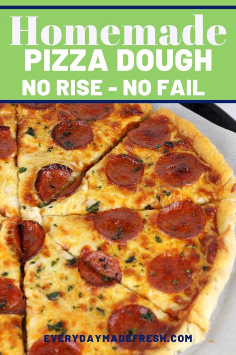 No Rise Pizza Dough Recipe, Diy Pizza Dough, No Rise Pizza Dough, Easy Pizza Dough, Diy Pizza, Pizza Dough Recipe, Homemade Pizza Dough, Pan Recipes, Bun Recipe