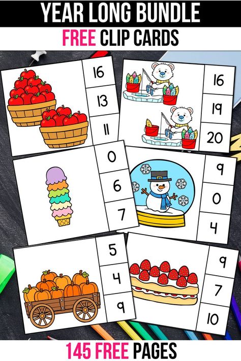 Are you looking for some fun counting and number 0-20 activities for kids? This set of printable worksheets for preschool, kindergarten and first grade kids includes a free printable bonus as well. You can use these winter activities for children while teaching numbers, number recognition and identification and more. The printable pages include hot cacoa, a candy cane, adorable polar animals, penguins, snowmen, ice cream, bugs, leaves, flowers and other winter, summer, spring, fall pictures. Special Education Classroom Organization, Number Recognition Activities, Counting Activities Preschool, Counting Clip Cards, Number Identification, Early Finishers Activities, Numbers Kindergarten, Teaching Numbers, Polar Animals