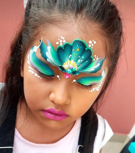 Sea Monster Face Paint, Sea Creature Face Paint, Under The Sea Face Painting, Under The Sea Face Paint, Monster Face Painting, Mermaid Face Paint, Easy Face Painting Designs, Festival Paint, Girl Face Painting