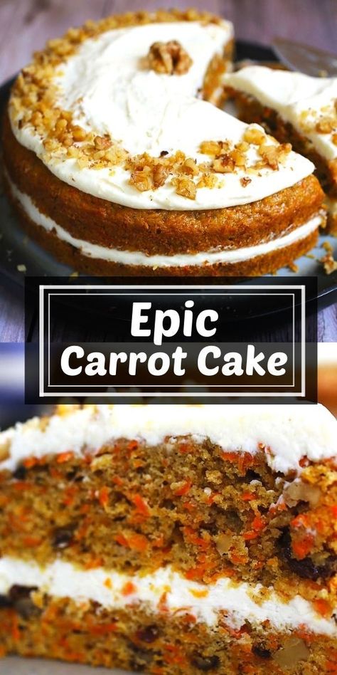 Carrot Cake Filling, Carrot Cake Recipe With Raisins, Super Moist Carrot Cake, Moist Carrot Cake, Moist Carrot Cakes, Confort Food, Cake Mixture, Cake Fillings, Carrot Cake Recipe