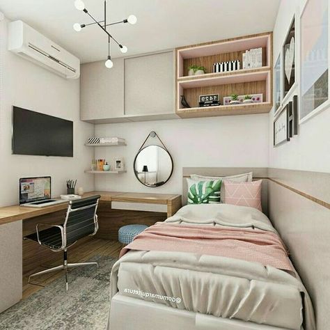 Tiny Bedroom Design, Small Bedroom Inspiration, Home Decor Ideas Bedroom, Small Bedroom Layout, Small Room Design Bedroom, Decor Ideas Bedroom, Study Room Decor, Small Bedroom Decor, Bedroom Decor Design