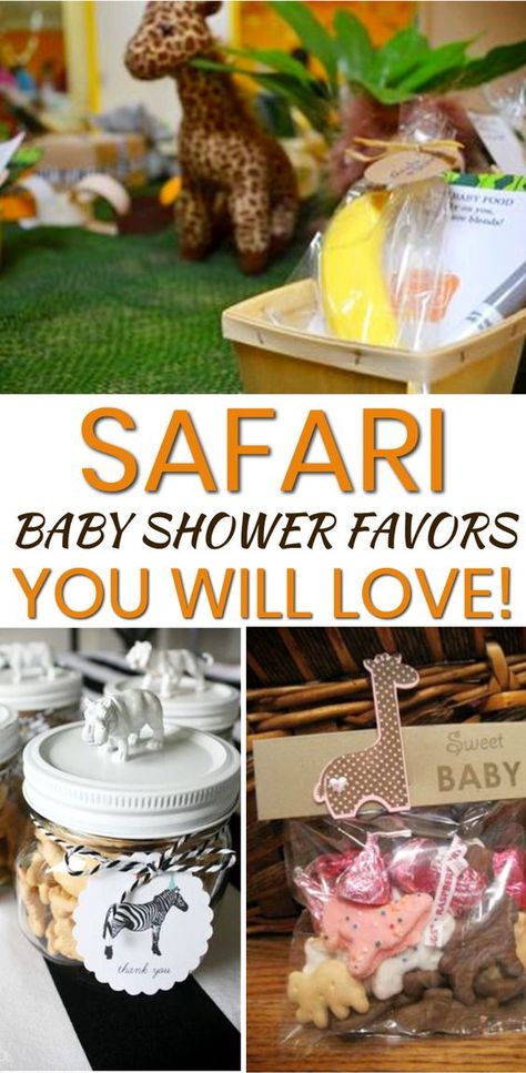 Safari Shower Ideas, Baby Shower Favor Ideas, Safari Baby Shower Favors, Best Baby Shower Favors, Safari Baby Shower Boy, Tropical Safari, Baby Shower Favours For Guests, Jungle Safari Baby Shower, Trendy Baby Shower Themes