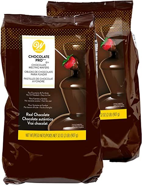 Wilton Chocolate Pro - Melting Chocolate Wafers for Chocolate Fountains or Fondue, Multipack of two 2 lb. bags, 4 lbs. Chocolate Fondue Fountain, Fondue Fountain, Baby Shower Food For Girl, Candy Wafers, Chocolate Bowls, Chocolate Melting, Chocolate Melting Wafers, Ghirardelli Chocolate, Chocolate Covered Cherries