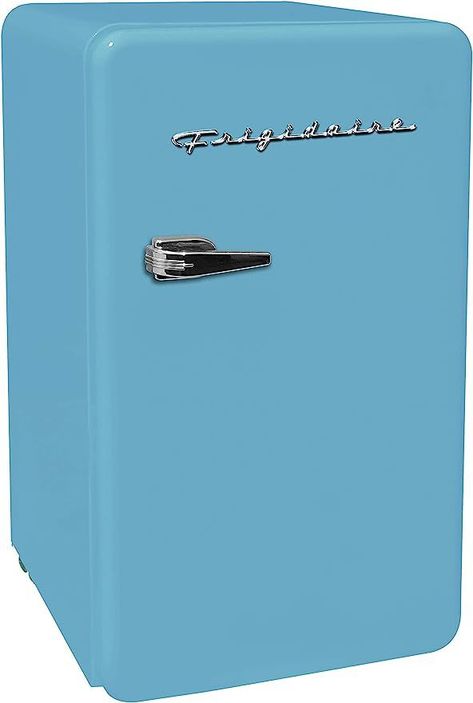 Whether you need a tiny fridge for your apartment, motorhome, dorm, or office, our 3.2 cu. Ft capacity refrigerator and freezer would be the ideal choice. It allows you to store various foods such as beverages, veggies, and ice cream, and also features an integrated can opener. #Frigidaire #fridge #blue #retro #vintage #mini #minifridge #home #office #work #lunch #dinner #meal #prep #food #drink #beverage #convenient #remote #affiliate As an Amazon Associate, I earn from qualifying purchases Blue Mini Fridge, Mini Fridge In Bedroom, Wine Fridge Accessories, Tiny Fridge, Dorm Fridge, Electronic Store, Retro Refrigerator, Compact Fridge, Best Refrigerator