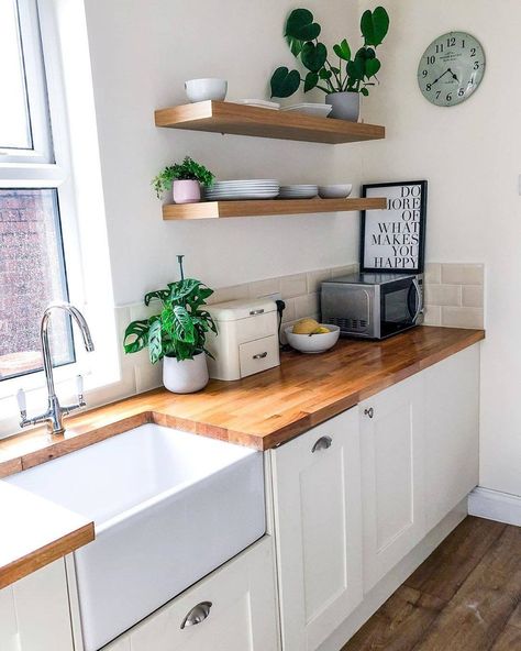 Magnet on Instagram: “Wooden worktops, a Belfast sink and shaker style units are the perfect recipe for a country kitchen 🍃 Create your dream kitchen whilst…” Kitchen Worktop Styling, Wooden Worktops, Magnet Kitchen, Fitted Kitchens, Belfast Sink, Kitchen Decor Inspiration, Fitted Kitchen, Kitchen Worktop, Kitchen Doors