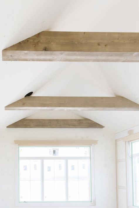 BOXED BEAMS, EXPOSED BEAMS & BARRELED ARCHES - MOUNT VALLEY PROJECT — TAMI FAULKNER DESIGN Wrapped Beams Vaulted Ceilings, Diy Box Beams, Wooden Beams Cathedral Ceiling, Beams In Living Room And Kitchen, Exposed Beam Bedroom, Box Beams Ceiling, Vaulted Ceiling Faux Beams, Vaulted Ceiling Beam Ideas, Beams On Angled Ceiling