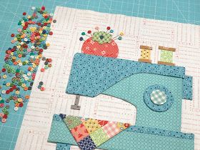 Bee In My Bonnet: Vintage Housewife Sew Along - Week Eight!! Sewing Machine Quilt Block, Colorful Hairstyles, Vintage Housewife, Sewing Machine Quilting, Mini Quilt Patterns, Bee In My Bonnet, Quilt Square Patterns, Sewing Machine Cover, Applique Quilt Patterns