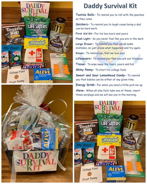 Grandpa Survival Kit, New Father Survival Kit, Fathers Day Survival Kit Ideas, New Parent Survival Kit Funny, Hospital Survival Kit For New Parents, New Dad Gift Basket Survival Kits, New Parents Gift Basket Survival Kits, Newborn Survival Kit