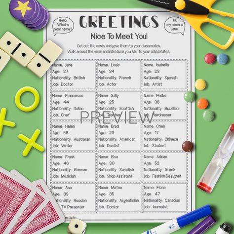 English Speaking Game, Conversation For Kids, English Conversation For Kids, Speaking Games, Communication Games, Esl Kids, Speaking Activity, Hello Greeting, Activity Worksheet