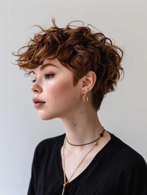 Perm Pixie Haircut, Curly Androgynous Hair, Undercut 2023, Pixie Curly Haircut, Short Hair Curly Hairstyles, Pixie Curls, Tomboy Haircut, Enhance Natural Curls, Curly Pixie Hairstyles