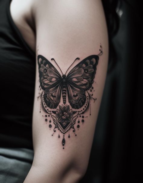 Butterfly Tattoo For Women, Dark Butterfly Tattoo, Neck Tattoo Cover Up, Look Tattoo, Arm Tattoos For Women Forearm, Inside Bicep Tattoo, Traditional Butterfly Tattoo, Butterfly Neck Tattoo, Butterfly Tattoo Cover Up