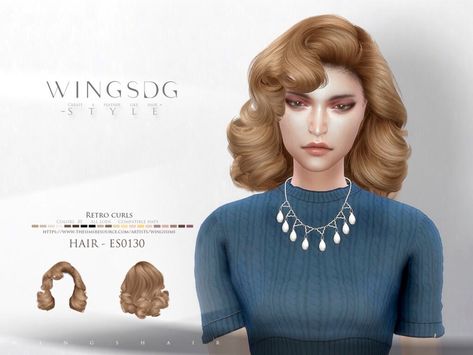 1940 Hair, 1940s Hairstyles Short, Old Hollywood Hair, Retro Curls, Die Sims 4, 1940s Hairstyles, Pelo Sims, Hollywood Hair, Sims 4 Gameplay